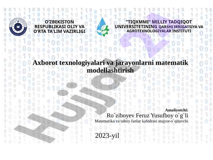 Axborot texnologiyalari va axborot tizimlari