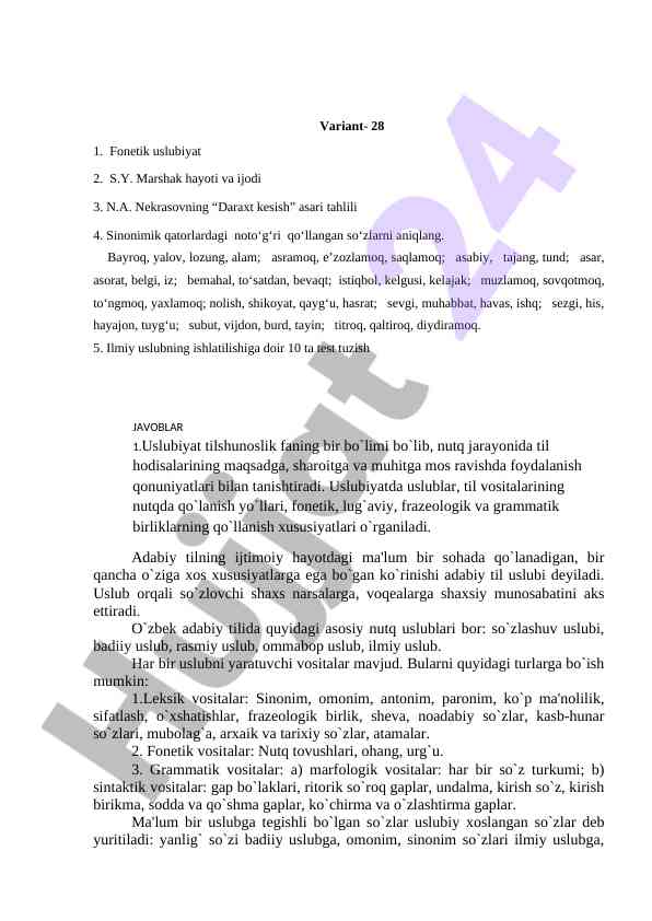 Fonetik uslubiyat va s.y. marshak hayoti