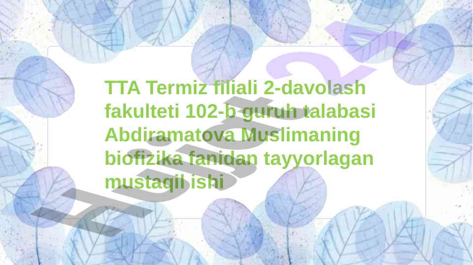 Biologik membranadagi fiziologik jarayonlar