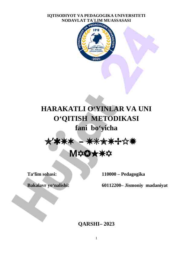 Harakatli o'yinlar va uni o'qitish metodikasi cheklovlari