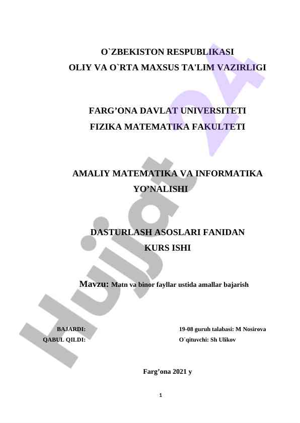 Matn va binor fayllar ustida amallar bajarish