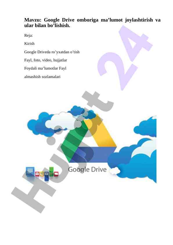 Google drive omboriga ma’lumot joylashtirish