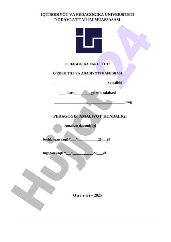 Pedagogik amaliyot kundaligi yozilishi tahlili