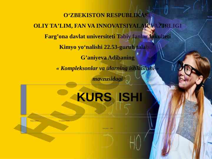 Kompleksonlar va ularning ishlatilishi kurs ish