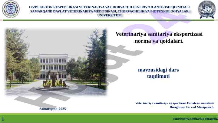Veterinariya sanitariya ekspertizasi norma va qoida