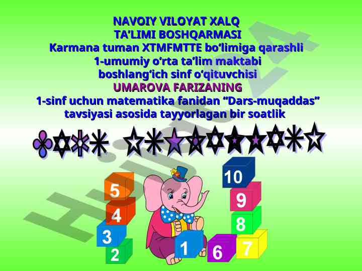 Matematika fanidan dars-muqaddas tavsiyasi