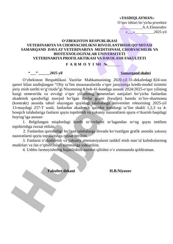 Akademik qarzdorlikni qayta topsirish tizimi