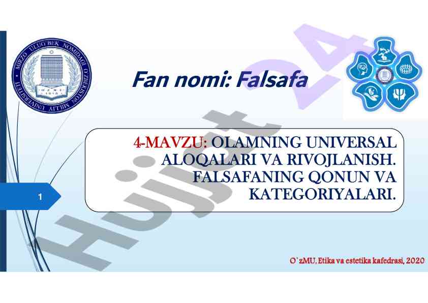 Olamning universal aloqalari va rivojlanish