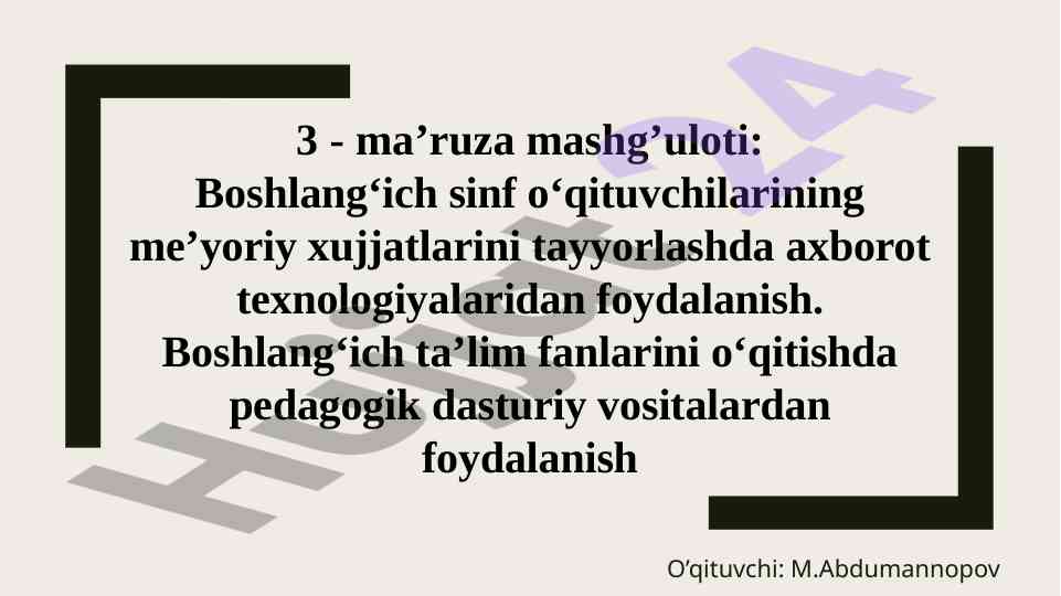 Boshlang‘ich sinf o‘qituvchilari uchun darslarni tayyorlash