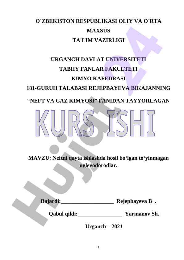 Neftni qayta ishlashda to'yinmagan uglevodorodlar