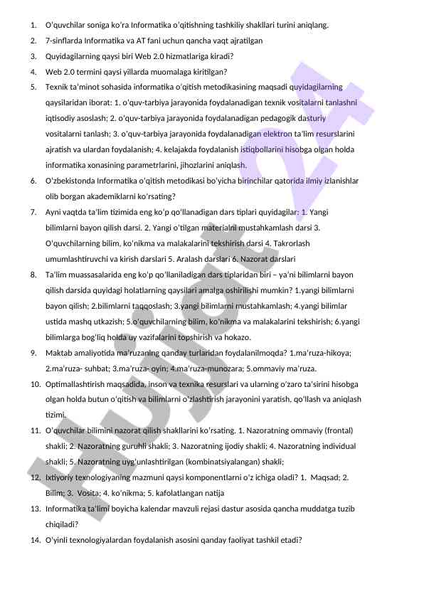 Informatika o‘qitish metodikasidagi asosiy asoslar