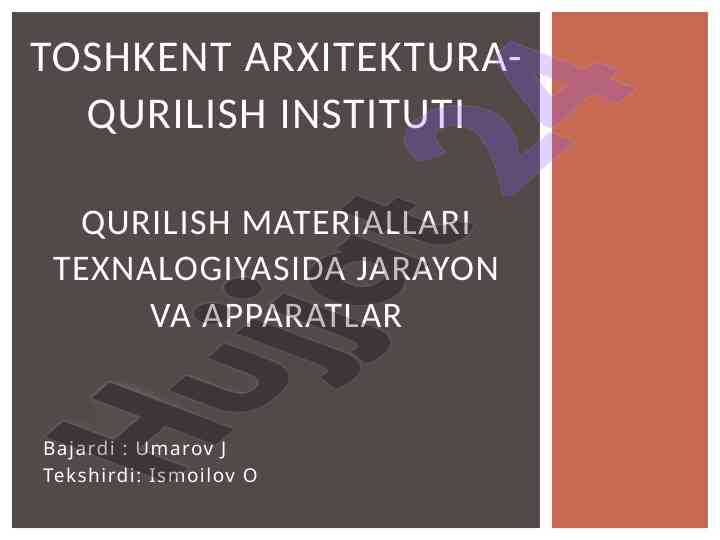 Massa almashinish jarayonlari va apparatlar