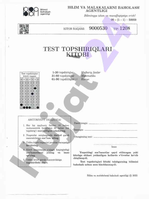 Test topshiriqlari kitobi: bilimni baholash
