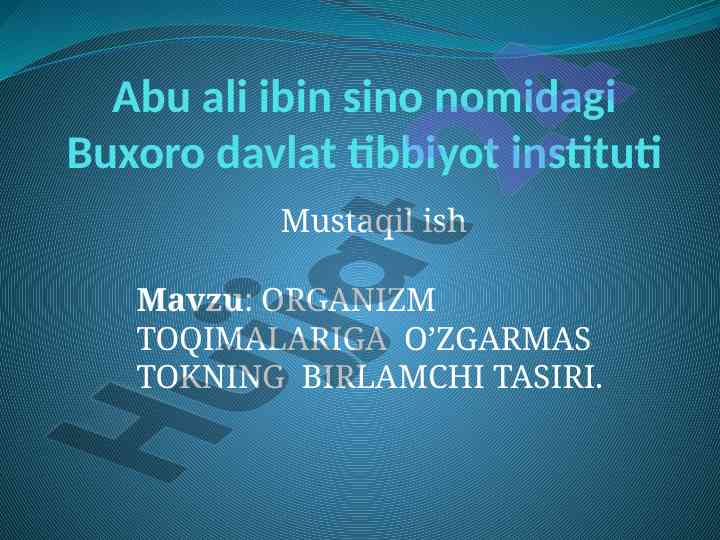 O’zgarmas tokning organizm toqimalariga ta’siri