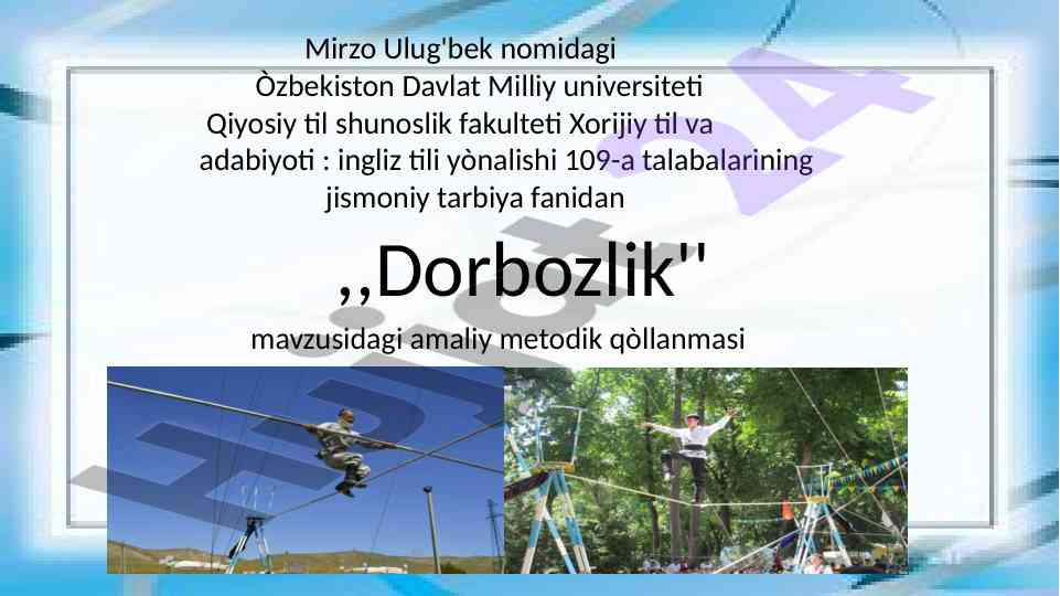 Dorbozlik amaliy metodik qo‘llanma