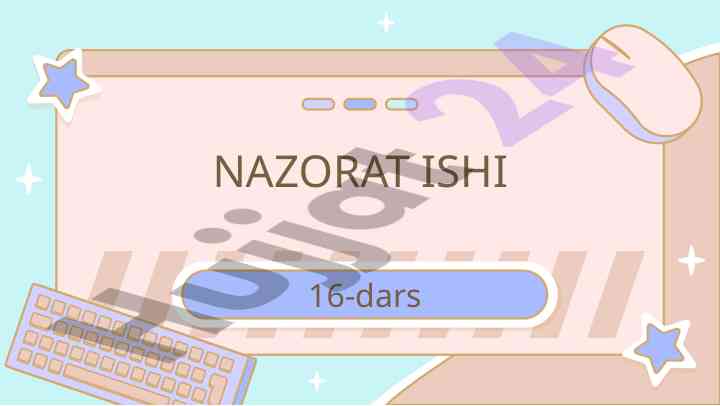 Nazorat ishlari darslariga oid qo‘llanma