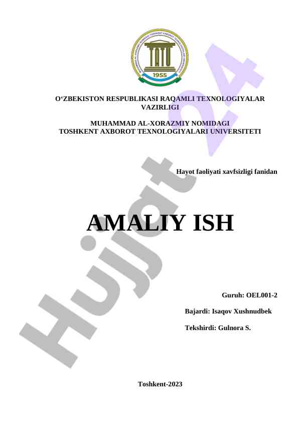 Xavfsizlik va risklarni boshqarish amaliy ish