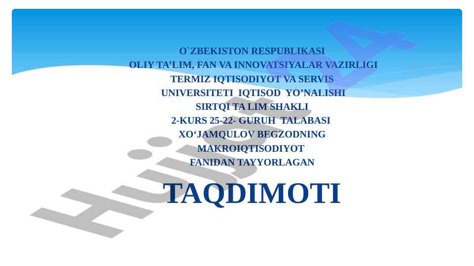 O‘zbekiston respublikasida mehnat bozorining shakllanishi