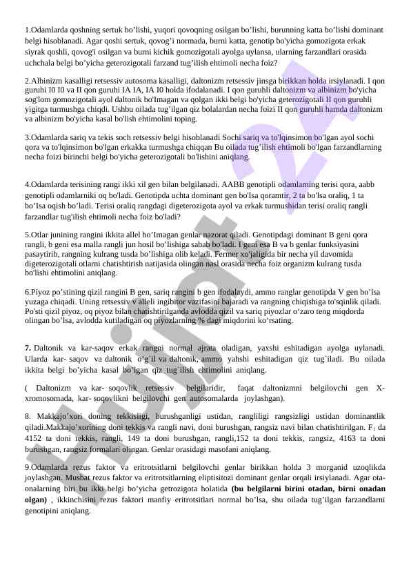 Irsi kasalliklar va genetik belgilar ehtimoli