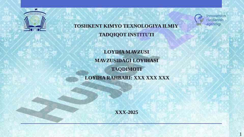 Gidrogellar tarkibini ishlab chiqish loyihasi taqdimoti