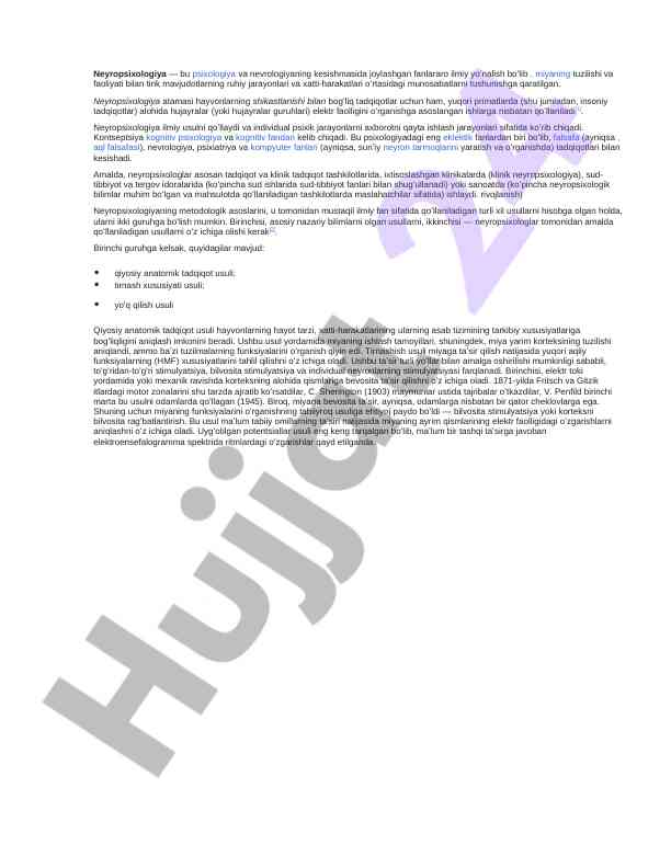 Neyropsixologiyaning asosiy tamoyillari va metodologiyalari