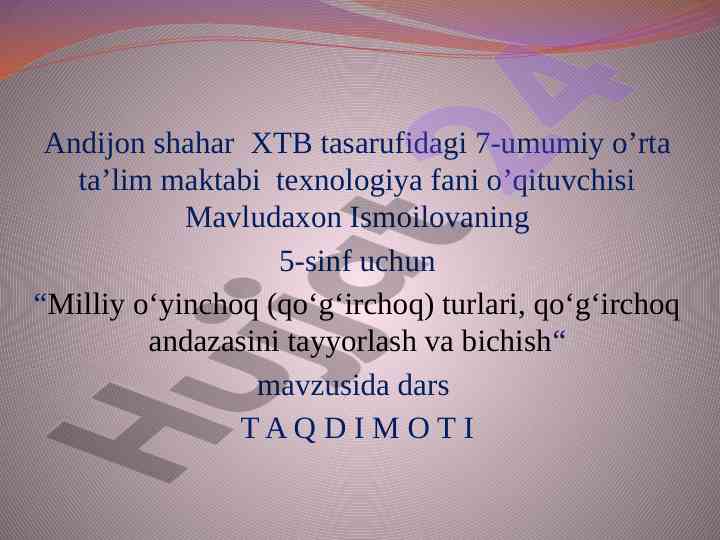 Milliy o‘yinchoq turlari va qo‘g‘irchoq andazasi