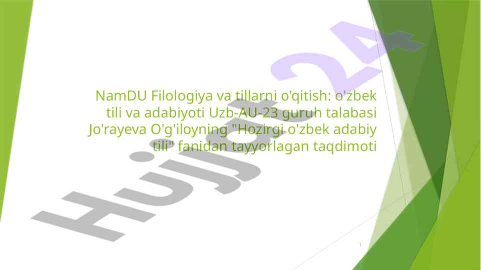 Hozirgi o'zbek adabiy tili taqdimoti
