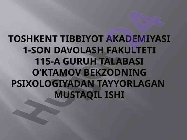 Psixologiya haqida mustaqil ish tayyorlash rejasi