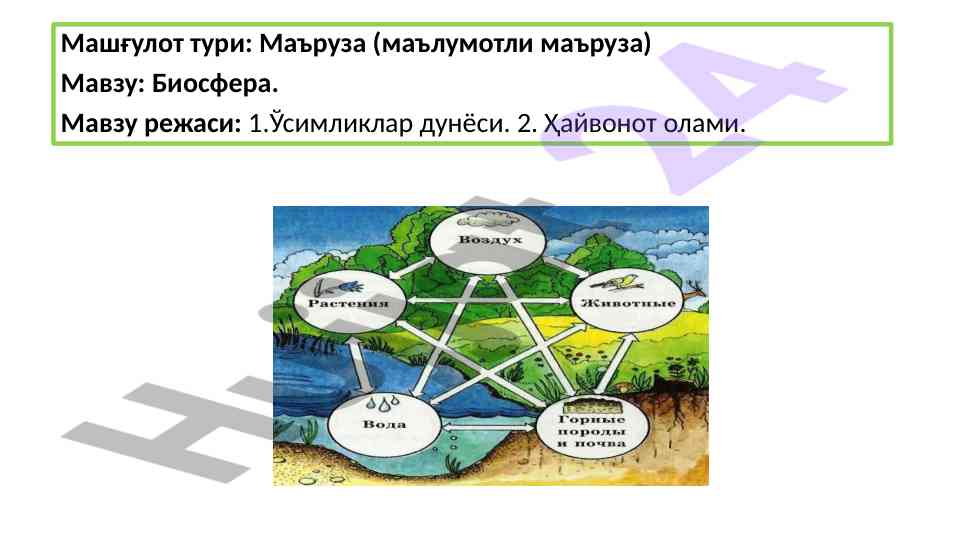 Biosfera haqida umumiy ma'lumotlar