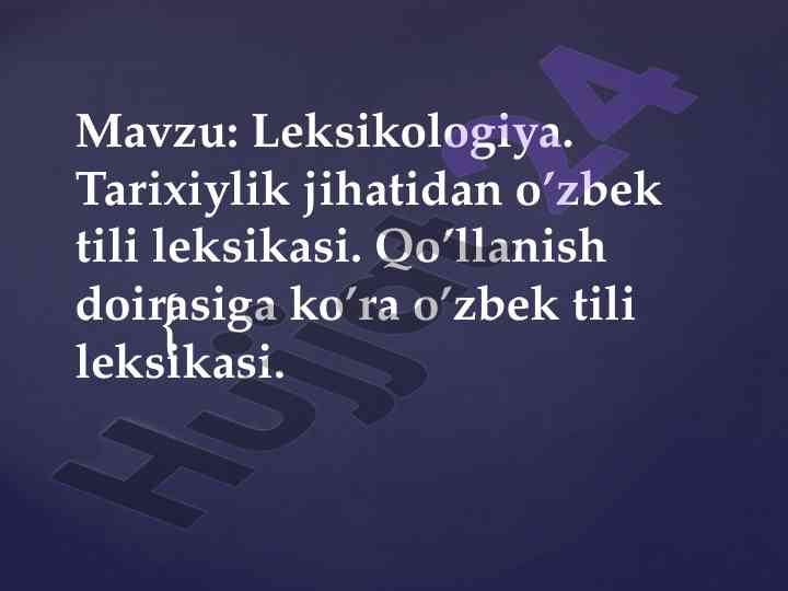 O‘zbek tili leksikasi tarixiy aspektlari