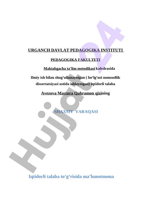 Iqtidorli talabalar uchin ilmiy ish mavzusi