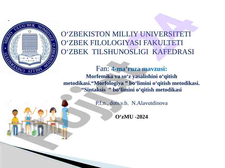 Morfemika va so‘z yasalishini o‘qitish metodikasi
