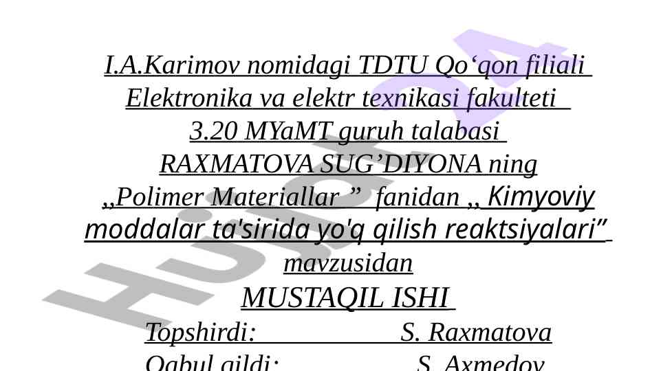 Kimyoviy moddalar ta'sirida yo'q qilish reaktsiyalari