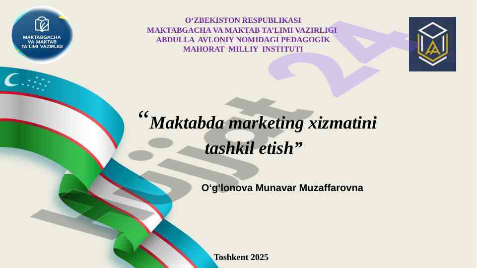Marketing xizmatlarini tashkil etish maktabda