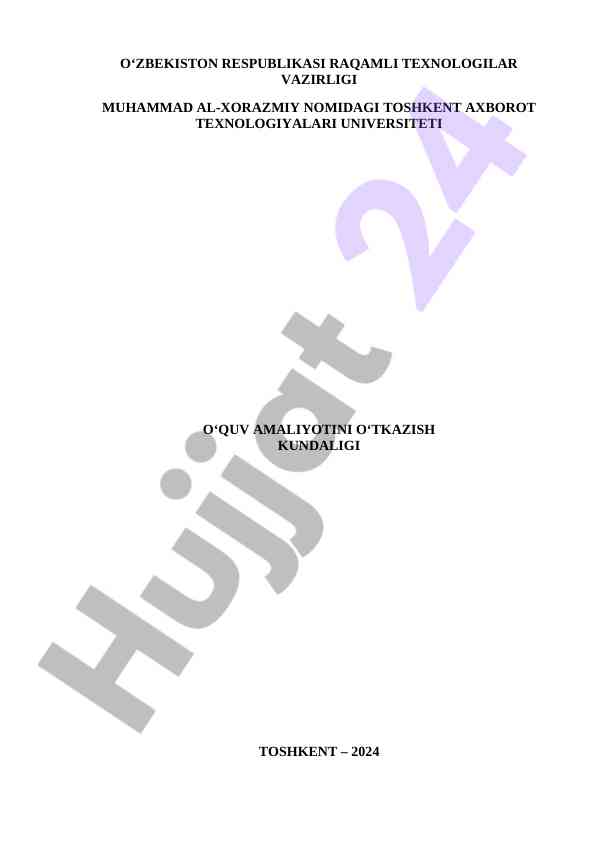 Oʻquv amaliyoti oʻtkazish kundaligi 2024