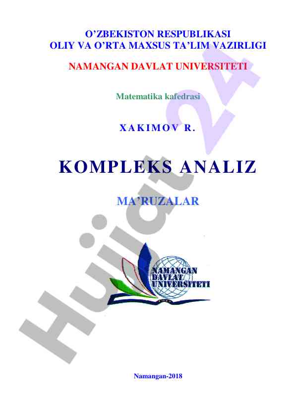 Kompleks analiz ma’ruzalar 2018