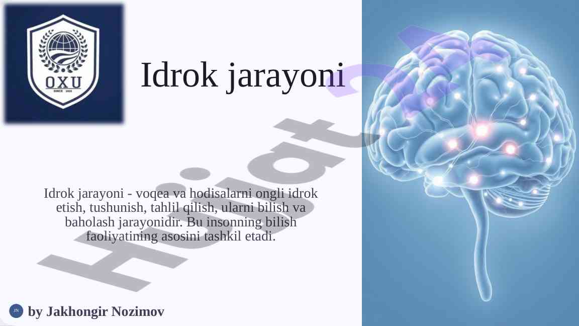 Idrok jarayoni haqida umumiy tushuncha