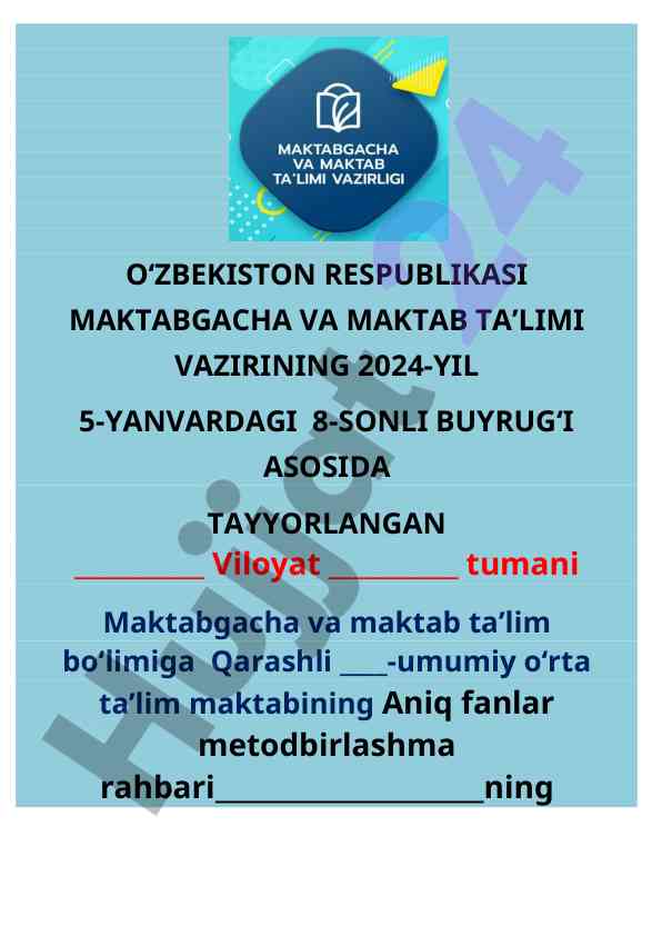Metodik xizmat ko‘rsatishning takomillashtirish yilida