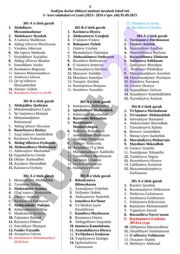 3-kurs talabalari ro'yxati andijon davlat tibbiyot