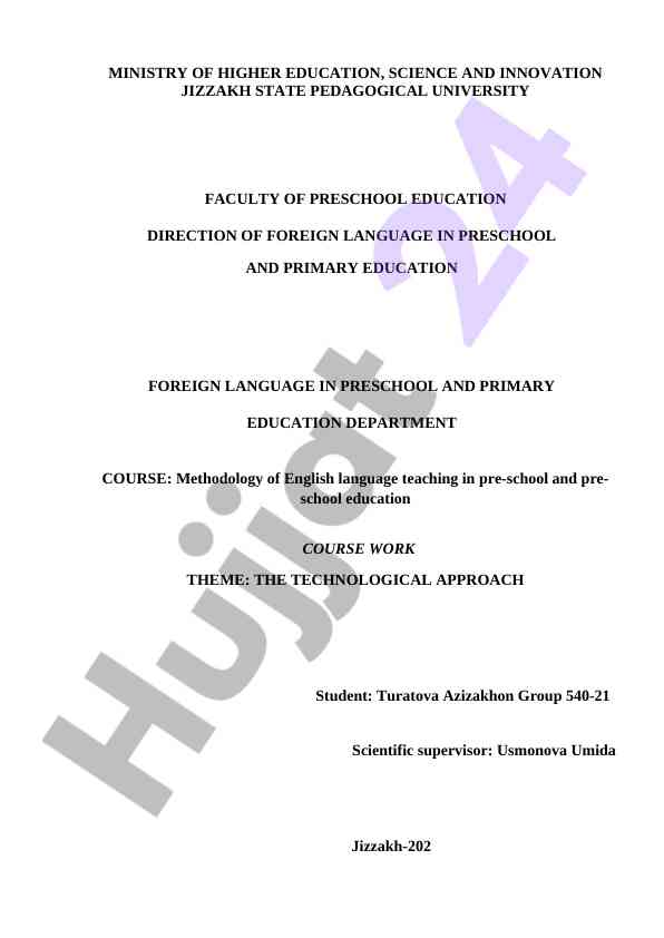 Technology approach in preschool education methodology