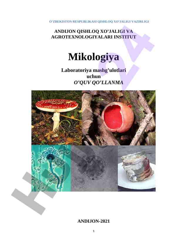Mikologiya laboratoriya mashg‘ulotlari uchun o‘quv qo‘llanma
