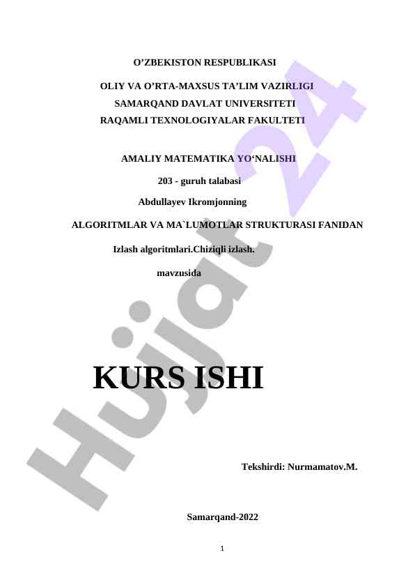Izlash algoritmlari va chiziqli izlash tadqiqoti