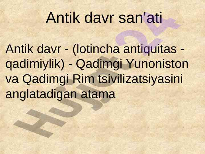 Antik davr san'ati: yunoniston va rim tsivilizatsiyalari