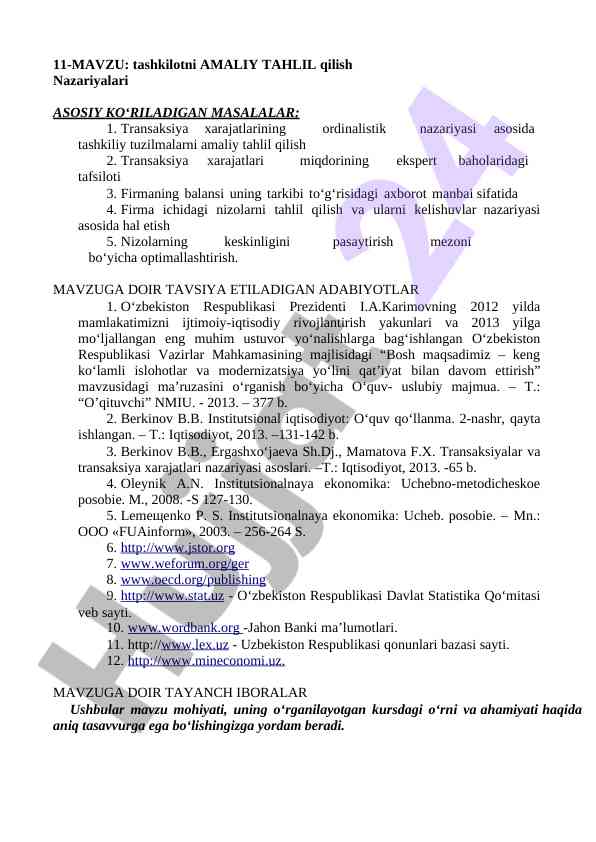 Amaliy tahlil nazariyalari va tashkiliy tuzilmalar