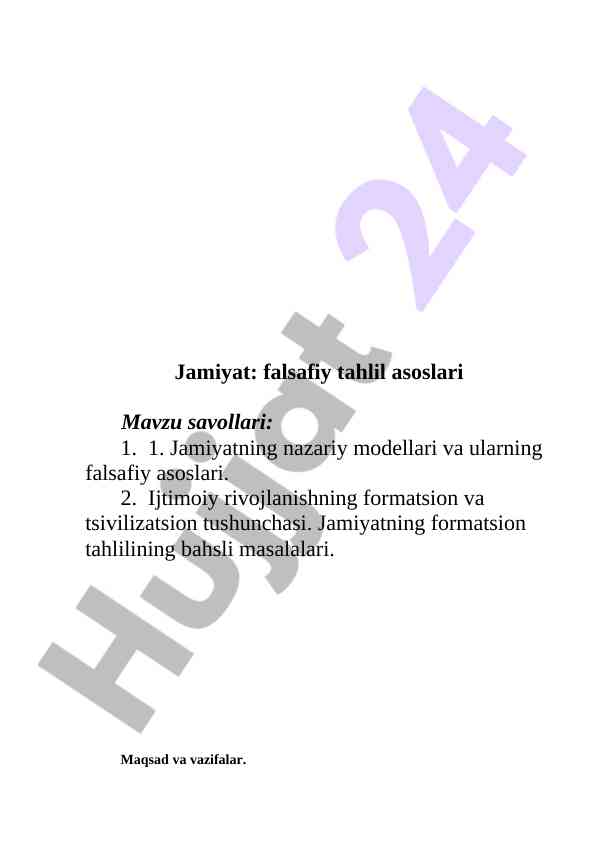 Jamiyat falsafiy tahlil asoslari mavzusi savollari