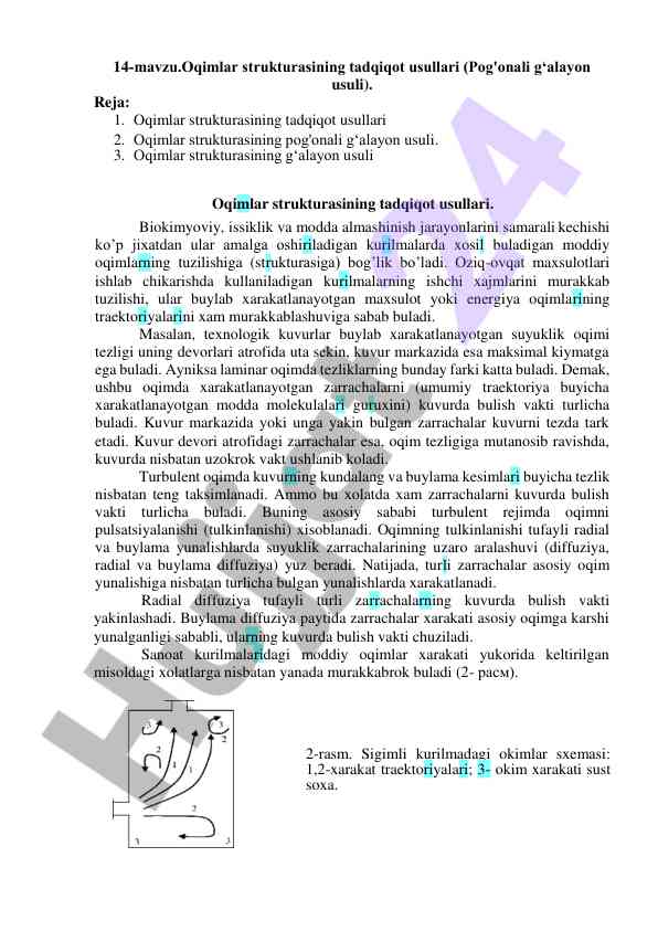 Oqimlar strukturasining tadqiqot usullari