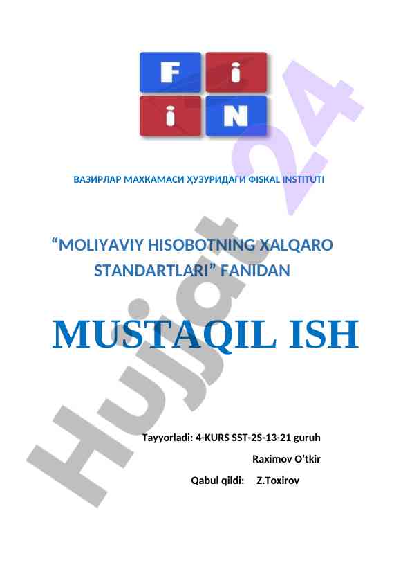 Moliyaviy hisobotlar haqida mustaqil ish