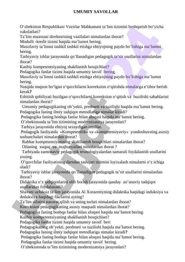 Ta’lim Tizimi Va Pedagogika Asoslari