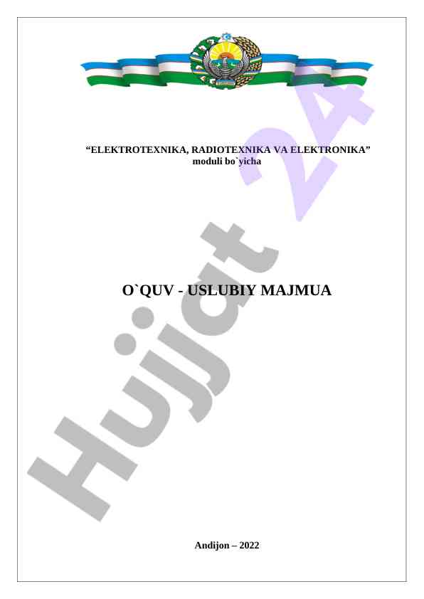 Elektrotexnika va radiotexnika o‘quv-uslubiy majmua