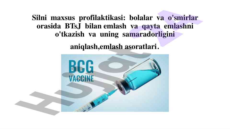Bolalar va o'smirlar orasida btsj bilan emlash